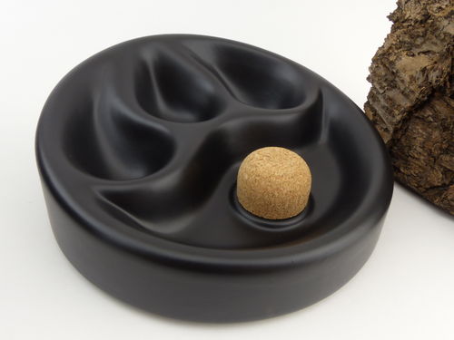 Pipe Ashtray for 3 Pipes round black matt